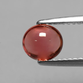 1.00캐럿 천연 로즈 레드 투르말린, 타원형 컷, 6.6×5.9 mm, 투명한