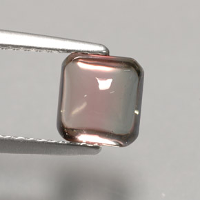 1.73캐럿 천연 바이컬러 투르말린, 바게트, 6.7×6.2 mm, 투명한