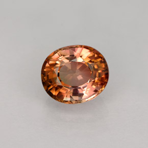 1.02캐럿 천연 멀티컬러 투르말린, 타원형 컷, 6.4×5.5 mm, VVS