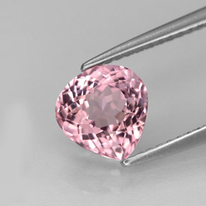 1.61캐럿 천연 로즈 핑크 투르말린, 배 모양, 7.6×7.3 mm, VVS