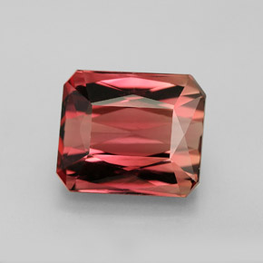 8.18캐럿 천연 바이컬러 투르말린, 에메랄드 컷, 11.9×10.2 mm, VVS