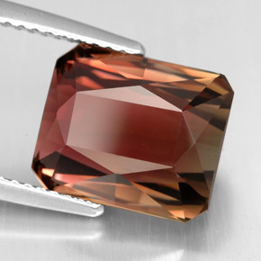 6.97캐럿 천연 바이컬러 투르말린, 에메랄드 컷, 11.4×9.5 mm, IF