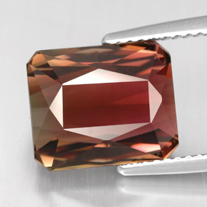 6.97캐럿 천연 바이컬러 투르말린, 에메랄드 컷, 11.4×9.5 mm, IF