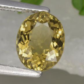 1.13캐럿 천연 라이트 골드 투르말린, 타원형 컷, 7.6×6.3 mm, VVS
