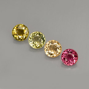 캐럿 천연 멀티컬러 투르말린 보석, 라운드 컷, 4.75 mm, VVS-VS