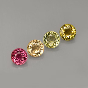 캐럿 천연 멀티컬러 투르말린 보석, 라운드 컷, 4.75 mm, VVS-VS