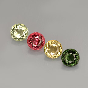 캐럿 천연 멀티컬러 투르말린 보석, 라운드 컷, 4.61 mm, VVS-VS