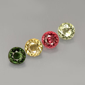 캐럿 천연 멀티컬러 투르말린 보석, 라운드 컷, 4.61 mm, VVS-VS