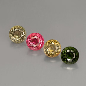 캐럿 천연 멀티컬러 투르말린 보석, 라운드 컷, 4.76 mm, VVS-VS