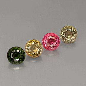 캐럿 천연 멀티컬러 투르말린 보석, 라운드 컷, 4.76 mm, VVS-VS