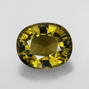 6.97캐럿 천연 녹빛 골든 투르말린, 타원형 컷, 12.9×10.7 mm, VVS