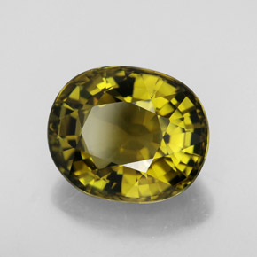 6.97캐럿 천연 녹빛 골든 투르말린, 타원형 컷, 12.9×10.7 mm, VVS
