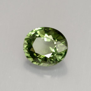 1.35캐럿 천연 그린 투르말린, 타원형 컷, 7.2×6.3 mm, VVS-VS