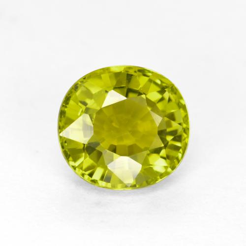 1.11캐럿 천연 노란빛 그린 투르말린, 타원형 컷, 6.5×6.1 mm, VVS-VS