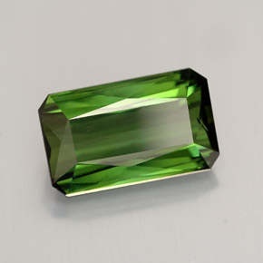 2.84캐럿 천연 그린 투르말린, 에메랄드 컷, 10.8×6.5 mm, VVS