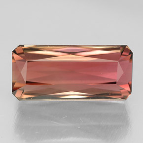 5.55캐럿 천연 멀티컬러 투르말린, 에메랄드 컷, 13.9×6.5 mm, IF