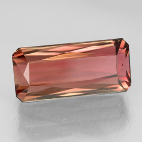 5.55캐럿 천연 멀티컬러 투르말린, 에메랄드 컷, 13.9×6.5 mm, IF