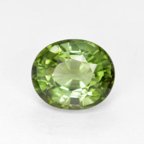 1.28캐럿 천연 딥 그린 투르말린, 타원형 컷, 7.1×5.9 mm, VVS-VS