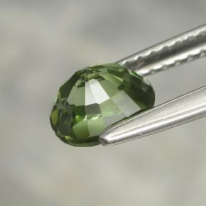1.22캐럿 천연 미디엄 그린 투르말린, 타원형 컷, 6.8×5.8 mm, VVS-VS