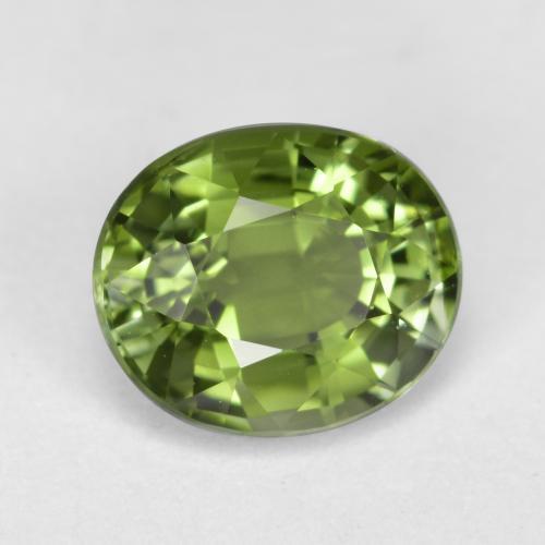 1.27캐럿 천연 포레스트 그린 투르말린, 타원형 컷, 7.3×6.1 mm, VVS