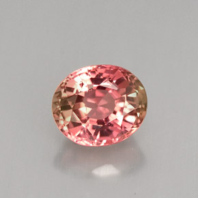 1.18캐럿 천연 멀티컬러 투르말린, 타원형 컷, 6.8×5.8 mm, VS