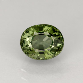 1.37캐럿 천연 그린 투르말린, 타원형 컷, 7.2×5.9 mm, VVS-VS