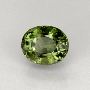 1.37캐럿 천연 그린 투르말린, 타원형 컷, 7.2×5.9 mm, VVS-VS
