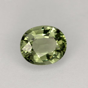 1.31캐럿 천연 그린 투르말린, 타원형 컷, 7.6×6.4 mm, VVS-VS