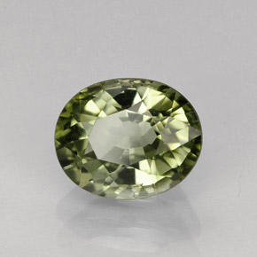 1.27캐럿 천연 그린 투르말린, 타원형 컷, 7.3×5.9 mm, VVS-VS