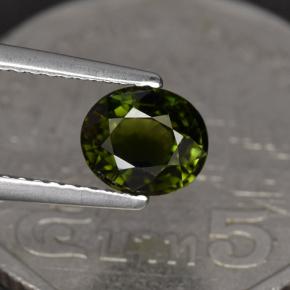1.23캐럿 천연 딥 그린 투르말린, 타원형 컷, 6.9×5.8 mm, VVS