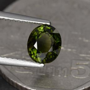 1.23캐럿 천연 딥 그린 투르말린, 타원형 컷, 6.9×5.8 mm, VVS