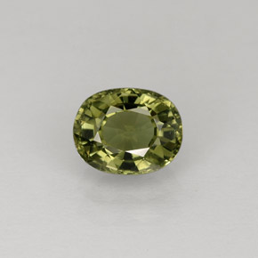 1.00캐럿 천연 노란빛 그린 투르말린, 타원형 컷, 6.8×5.4 mm, VVS-VS