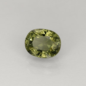 1.00캐럿 천연 노란빛 그린 투르말린, 타원형 컷, 6.8×5.4 mm, VVS-VS