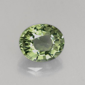 0.86캐럿 천연 그린 투르말린, 타원형 컷, 6.6×5.5 mm, VVS