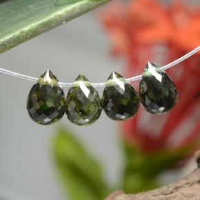 캐럿 천연 노란빛 그린 투르말린 보석, 브리올레트, 5.2×3.9 mm, VVS-VS