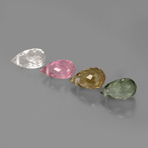 캐럿 천연 멀티컬러 투르말린 보석, 브리올레트, 6.6×3.9 mm, VVS-VS