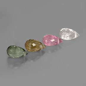 캐럿 천연 멀티컬러 투르말린 보석, 브리올레트, 6.6×3.9 mm, VVS-VS