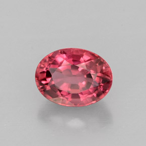 1.33캐럿 천연 붉은빛 핑크 투르말린, 타원형 컷, 7.5×5.7 mm, VVS-VS