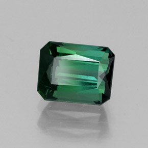 1.14캐럿 천연 푸르스름한 그린 투르말린, 에메랄드 컷, 6.6×5.2 mm, VVS