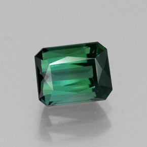 1.14캐럿 천연 푸르스름한 그린 투르말린, 에메랄드 컷, 6.6×5.2 mm, VVS