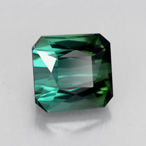 1.98캐럿 천연 블루 그린 투르말린, 에메랄드 컷, 6.9×6.7 mm, VVS