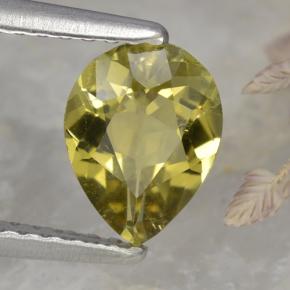 0.85캐럿 천연 미디엄 옐로우 투르말린, 배 모양, 7.9×6 mm, VVS-VS