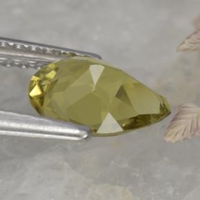 0.85캐럿 천연 미디엄 옐로우 투르말린, 배 모양, 7.9×6 mm, VVS-VS