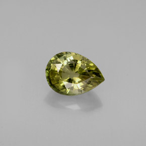 0.81캐럿 천연 녹빛 골든 투르말린, 배 모양, 7.1×5.1 mm, VVS-VS
