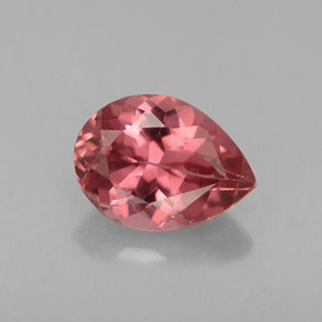 1.03캐럿 천연 레드 로즈 투르말린, 배 모양, 7.9×5.8 mm, VVS-VS