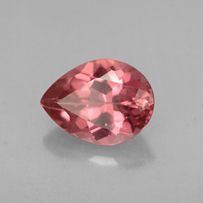 1.03캐럿 천연 레드 로즈 투르말린, 배 모양, 7.9×5.8 mm, VVS-VS