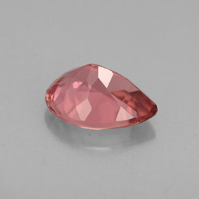 1.03캐럿 천연 레드 로즈 투르말린, 배 모양, 7.9×5.8 mm, VVS-VS