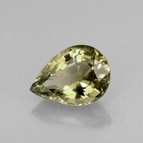 1.18캐럿 천연 골든 그린 투르말린, 배 모양, 8.2×6 mm, VVS