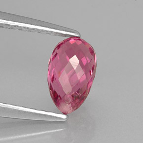 0.98캐럿 천연 핫핑크 투르말린, 브리올레트, 7.1×4.3 mm, VVS-VS