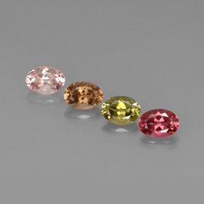 캐럿 천연 멀티컬러 투르말린 보석, 타원형 컷, 7.1×5.1 mm, VVS-VS